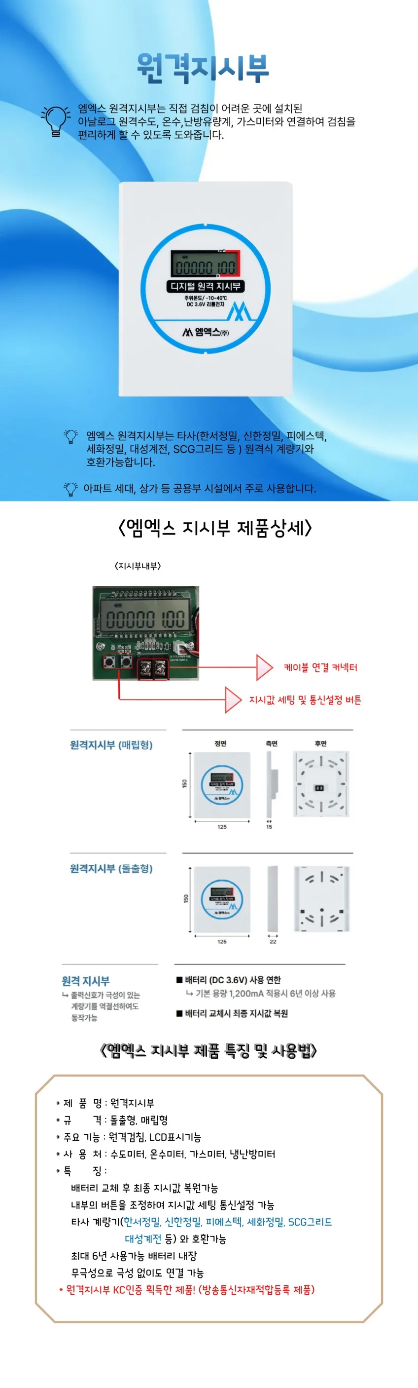 매립형 · 돌출형 원격지시부 상세 설명 1
